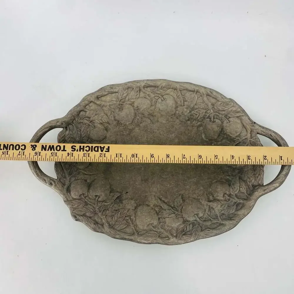 Vintage Arthur Court 1989 Cast Aluminum Apple Oval Serving Tray With Handles 17
